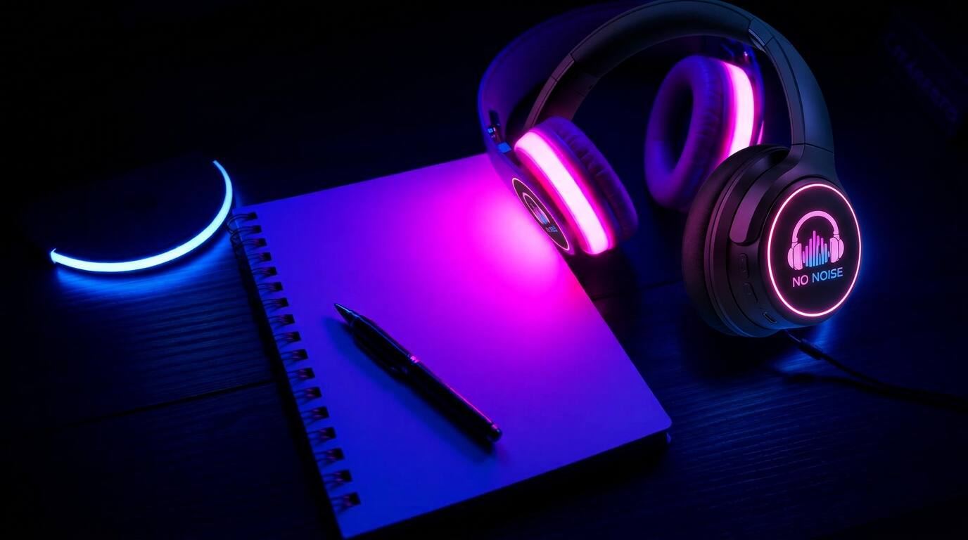 No Noise silent disco headphones lined up ready for a Devon wedding, school prom or garden party